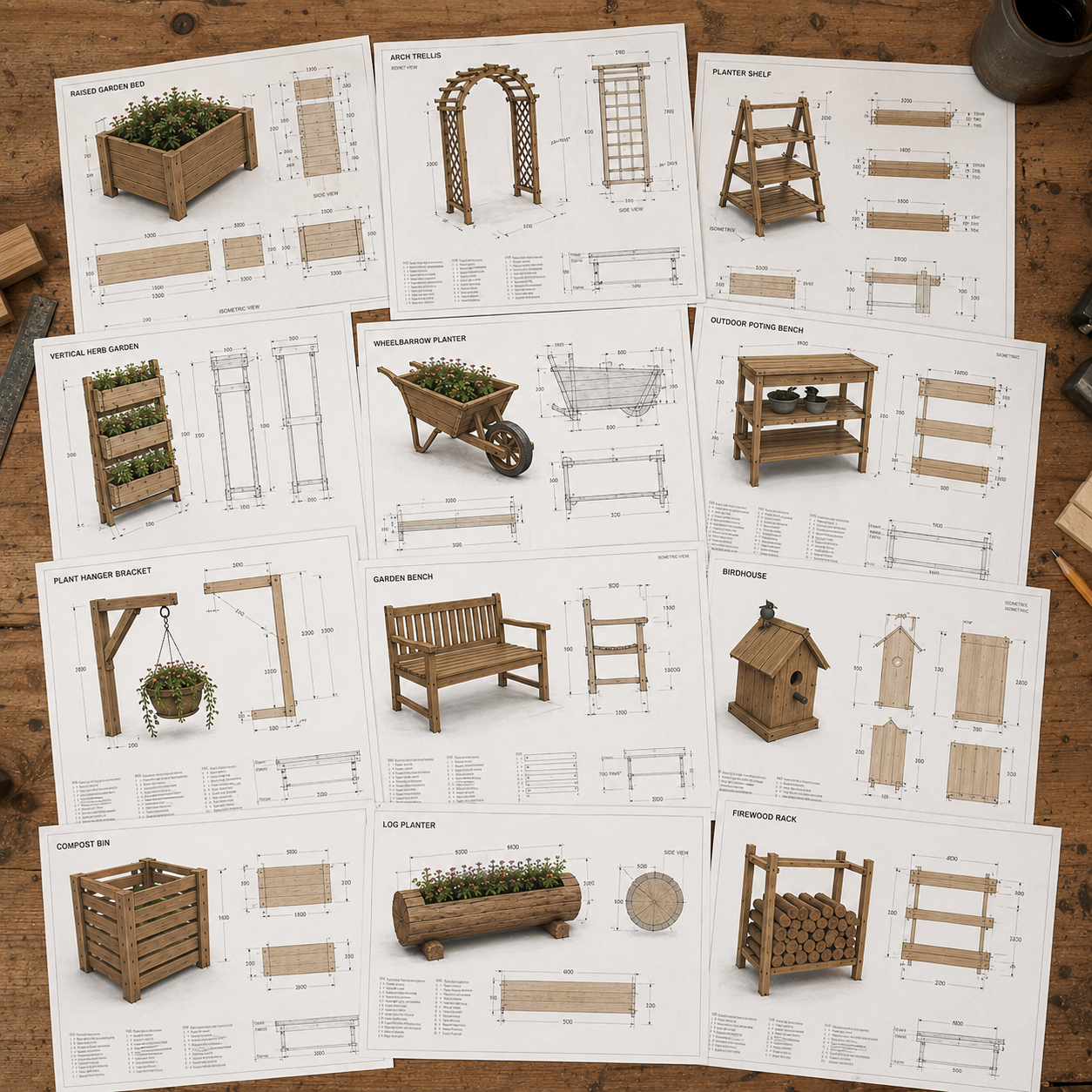 Garden & Planters woodworking projects with dimensions